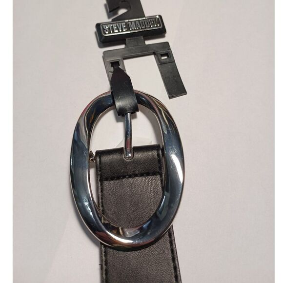 Steve Madden Women's Size Small Black Belt with Silver Buckle - Picture 3 of 9